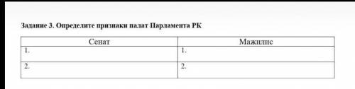 Определите признаки палат парламента РК