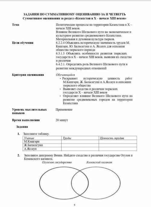 Заполните таблицу.Ученые.Труды.Ценность трудов