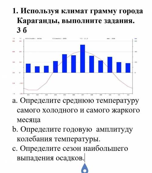 Используя климат грамму города Караганды, выполните задания. a.      Определите среднюю температуру