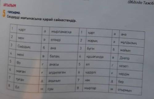 Сөздерді мағынасына қарай сәйкестендір. 
