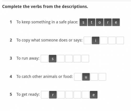 Complete the verbs from descriptions