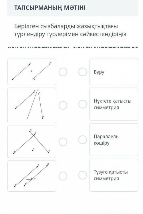 Сопоставьте представленные рисунки с видами трансформации на плоскости