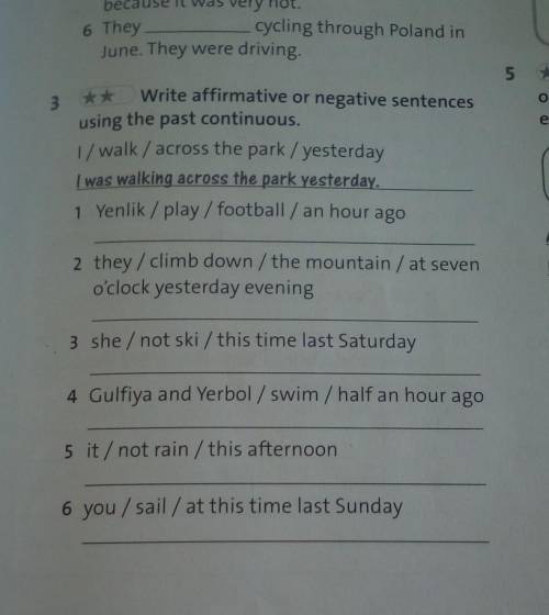 Write affirmative or negative sentences using the past continuous.​