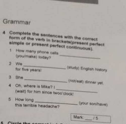 complete the sentences with the correct form of the verbs in brackets(present perfect simple or pres