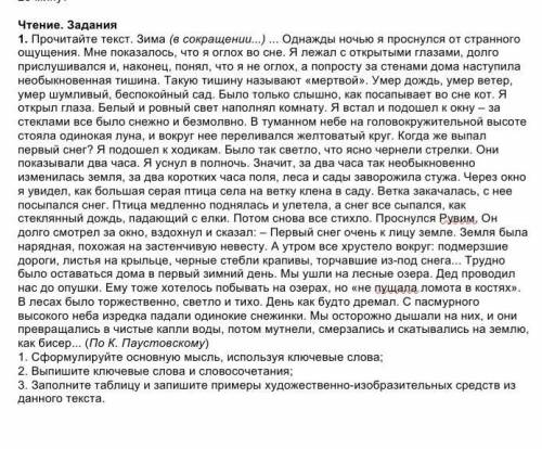 1. Сформулируйте основную мысль, используя ключевые слова; зима
