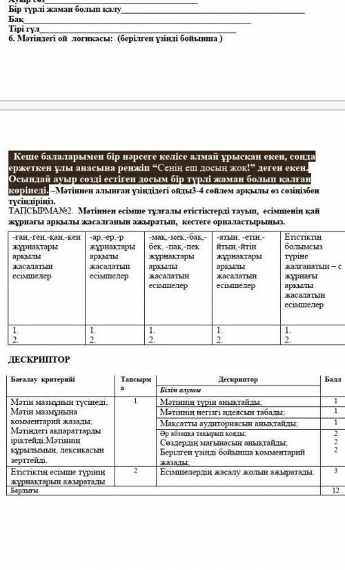 ТАПСЫРМА№2. Мәтіннен есімше тұлғалы етістіктерді тауып, есімшенің қай жұрнағы арқылы жасалғанын аж