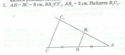 AB = BC = 8см BB1 || CC1, AB1 = 3 см. Найдите B1C1!