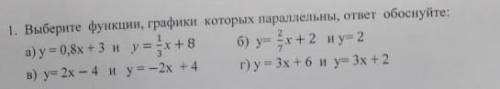 Выберите функции, графики которых параллельны, ответ обоснуйте