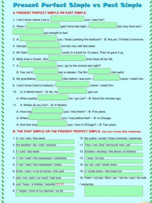 решить тест, по английскому языку. Нужно использовать часы (Present Perfect Simple и Past Simple)