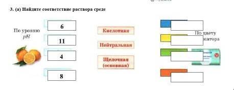 Найдите соответсвие раствора среде 6 11 4 8