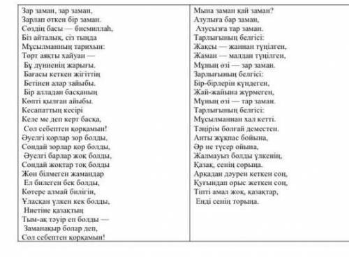 Зар заман метафоратеңеу и этитет тауып беріндерш​