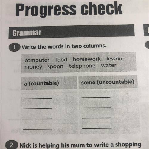 Write the words in two columns