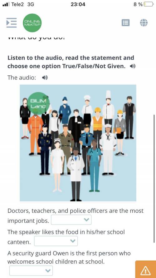 Listen to the audio,read the statement and choose one opinion true/false/not given