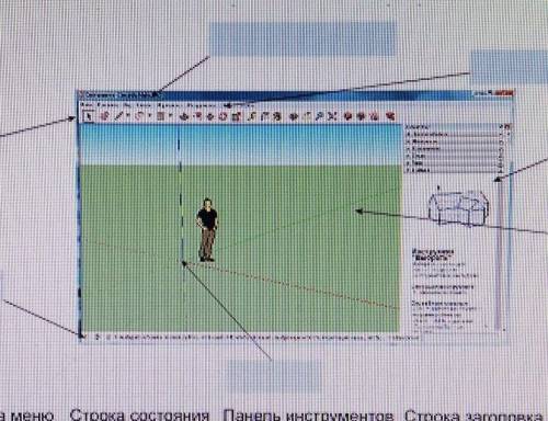 1. Расставьте в соответствии название элементов рабочего окна программыSketchUp. 