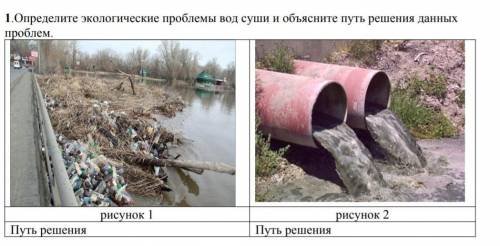 1.Определите экологические проблемы вод суши и объясните путь решения данных проблем.​