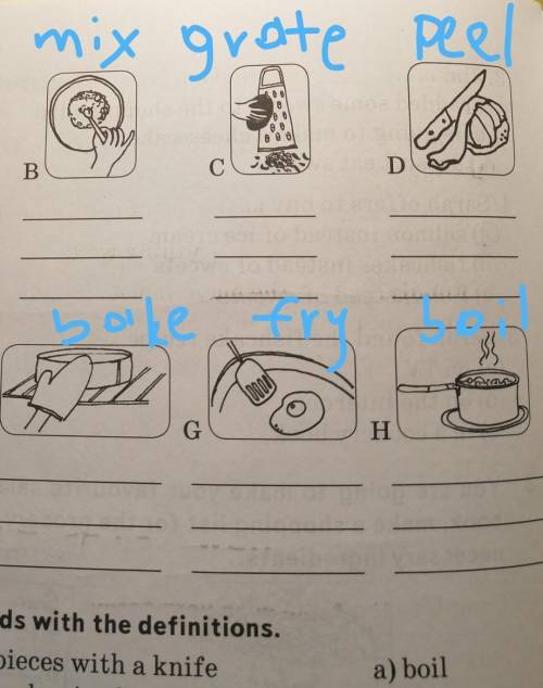 Write the names of three foods from the box under each picture,я че то запуталась,перевод знаю)