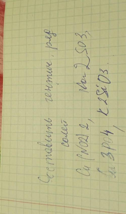 Составить генетически ряд солей