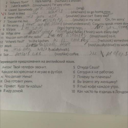 Переведите предложения на английский язык