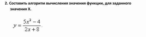 Составить алгоритм вычисления значения функции, для заданного значения X