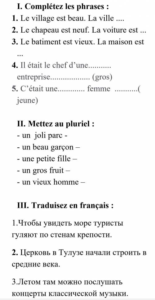 Travail de controle с французским, 