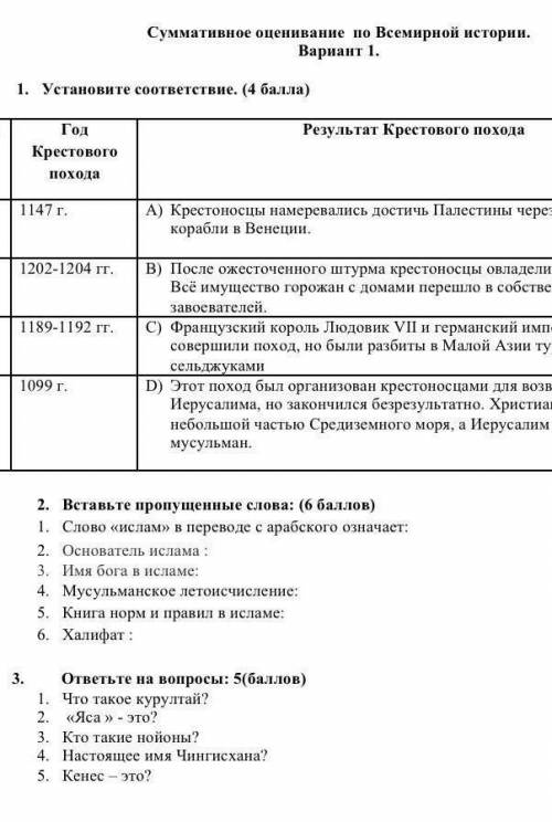 с заданием ВСЕМИРНАЯ ИСТОРИЯ 