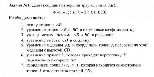 Даны координаты вершин треугольника ABC :