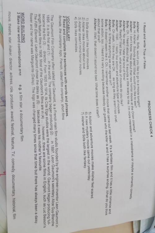 Progress check 41. read and write true or folse.​