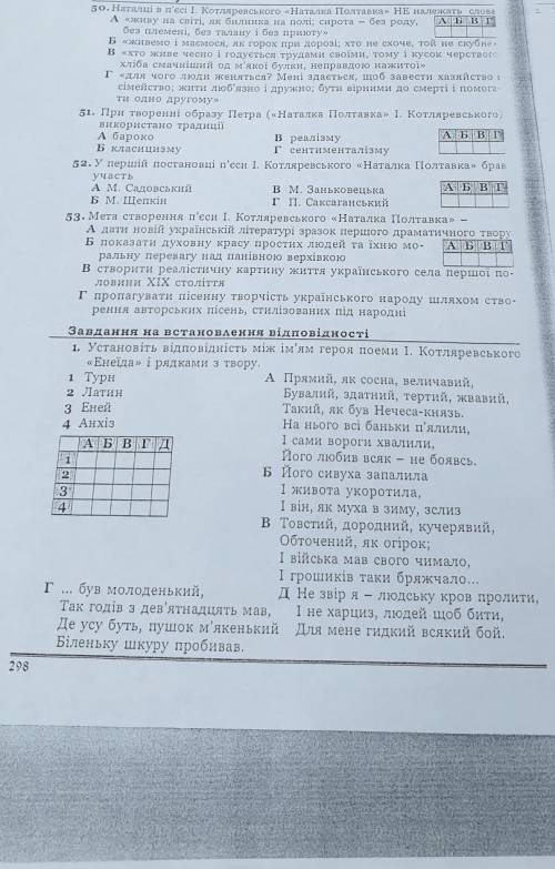 Укр лит тест, 9 класс І. Котляревський 