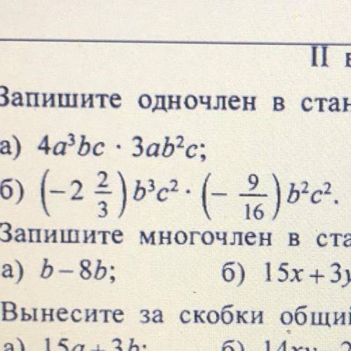 запишите одночлен в стандартном виде