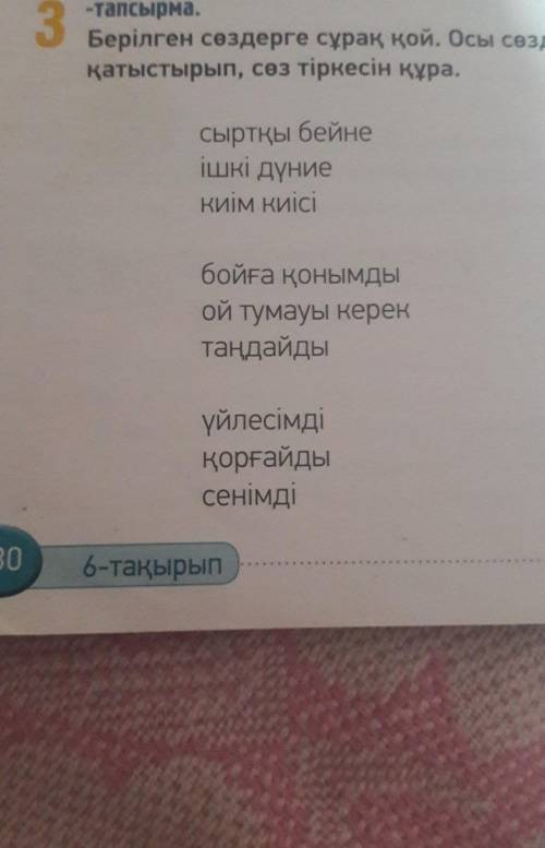 составить вопросы к данным словам ​