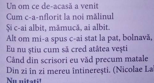 Scrieti versurile prin autodictare.Subliniati predicatelein fiecare proprozitie 1.N-am mai trecut de