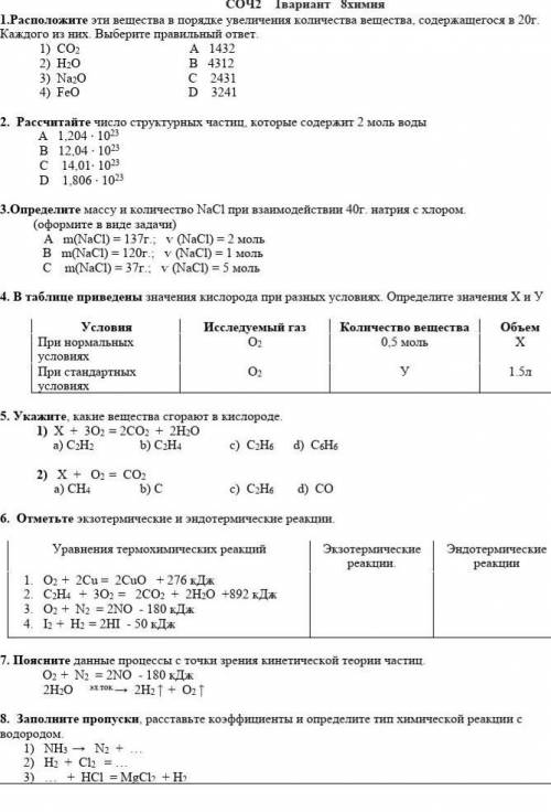 соч по химии 8 класс от вас очень сильно