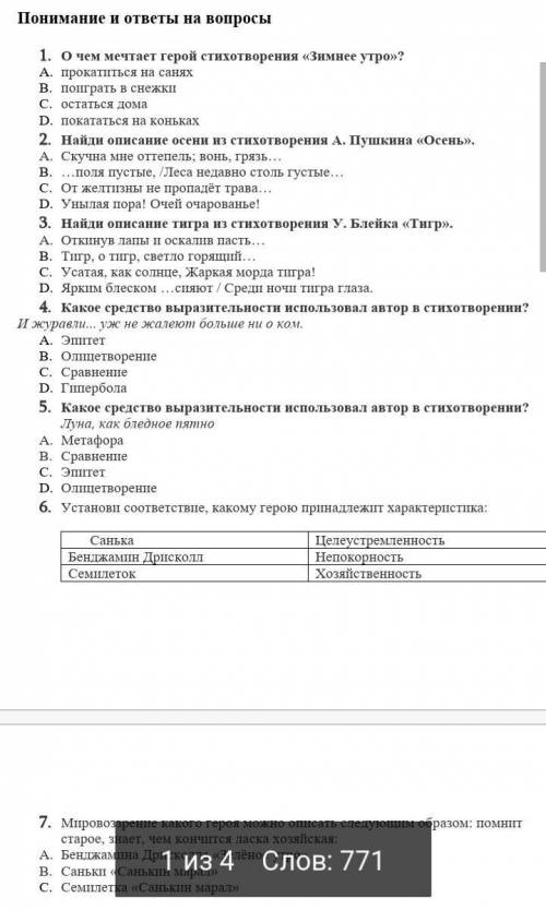 Соч по литературеА. С. Пушкина «Зимнее утро» 