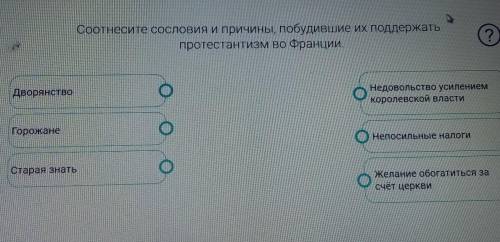 ОЧЕНЬ ОЧЕНЬ Соотнесите сословия и причины, побудившие их поддержать протестантизму во Франции. ​