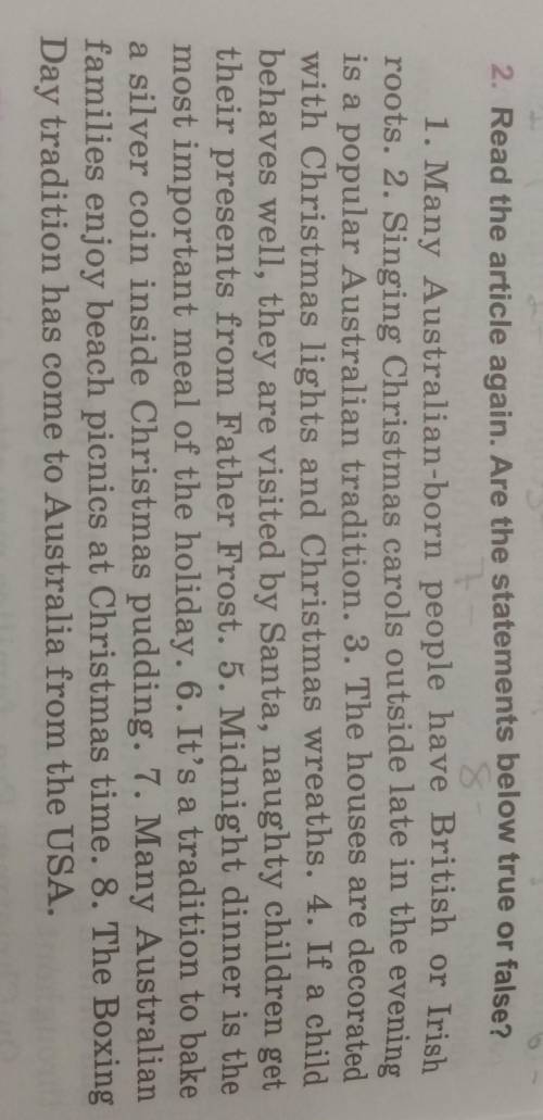 Read the article again. Are the statements below true or false​