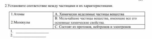 Устонивите соответствие между частицтицами и их характеристиками 