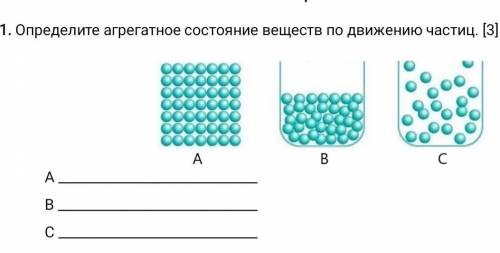Определите агрегтное состояние веществ по движению частиц