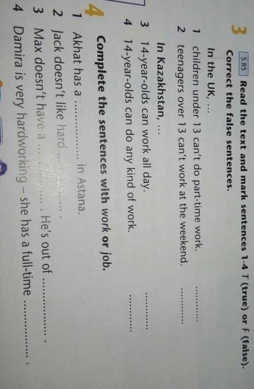 PU Post35.R5 Read the text and mark sentences 1-4 TCorrect the false sentences.In the UK, ...1 child