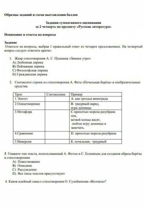 Соч по русской литературе 7 класс 2 четверть 