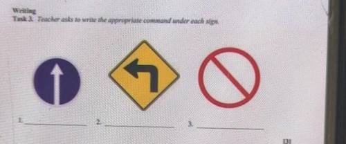 Task 3. Teacher asks to write the appropriate command under each sign.