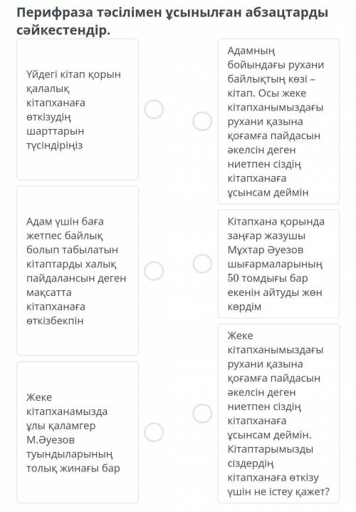 Кітап - рухани қазына перифраза тәсілімен ұсынылған үйдегі ​