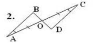 . На рисунке AO=OC, ∠A = ∠C. Докажите, что ΔAOB = ΔCОD. 