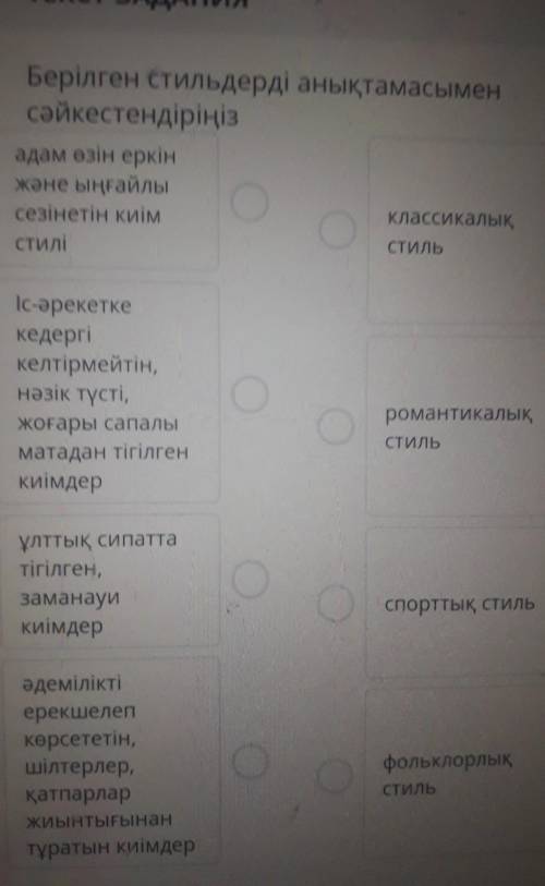 Берілген стильдерді анықтамасыменсәйкестендіріңіз.​