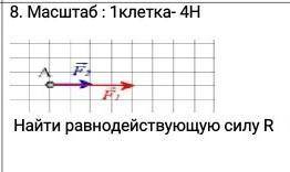 Масштаб : 1 клетка -4Н Найти равнодействующую силу R 