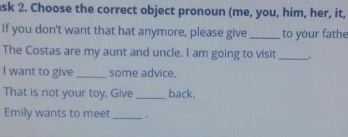 To your father. 1. If you don't want that hat anymore, please give2. The Costas are my aunt and uncl