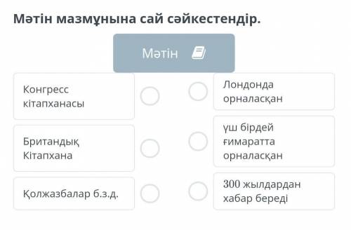 Мәтін мазмұнына сай сәйкестендір конгрессок