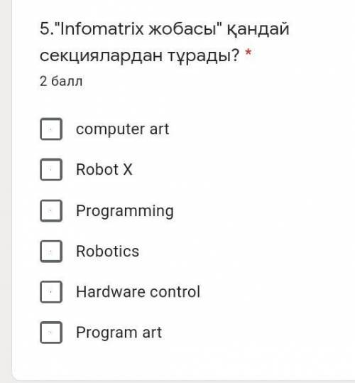 Из каких секций состоит проект infomatrix