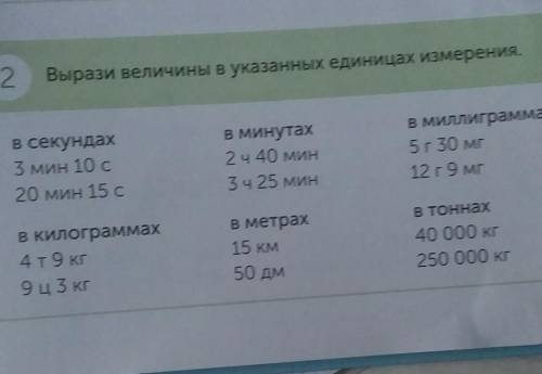 Вырази величины в указанных единицах измерения