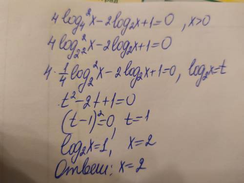 4log²₄x-2log₂x+1=0 Я не могу пожолуста меня