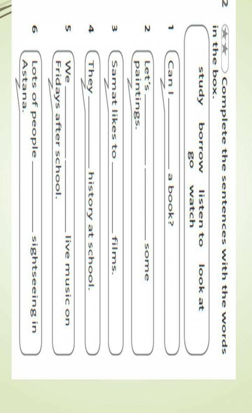 2. Complete the sentences with the words in the box.